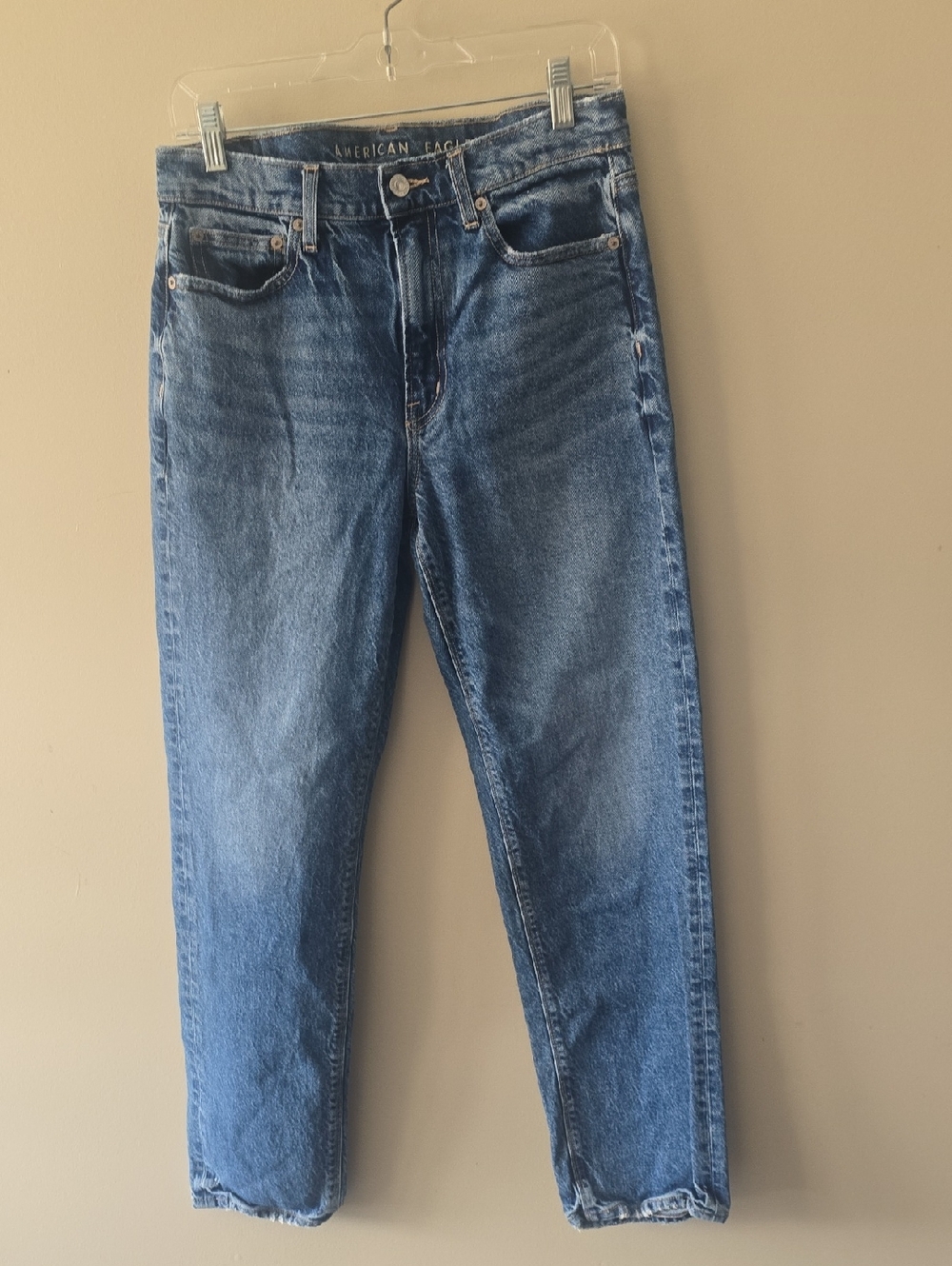 American Eagle Super High Rise Straight Jean Blue